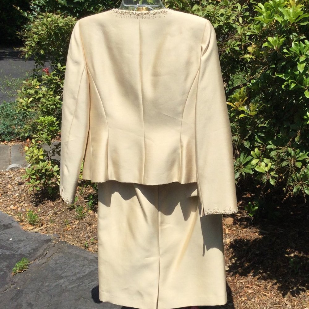Albert Nipon Sequin Gold Jacket-Top-Skirt 3pc Suit - image 2